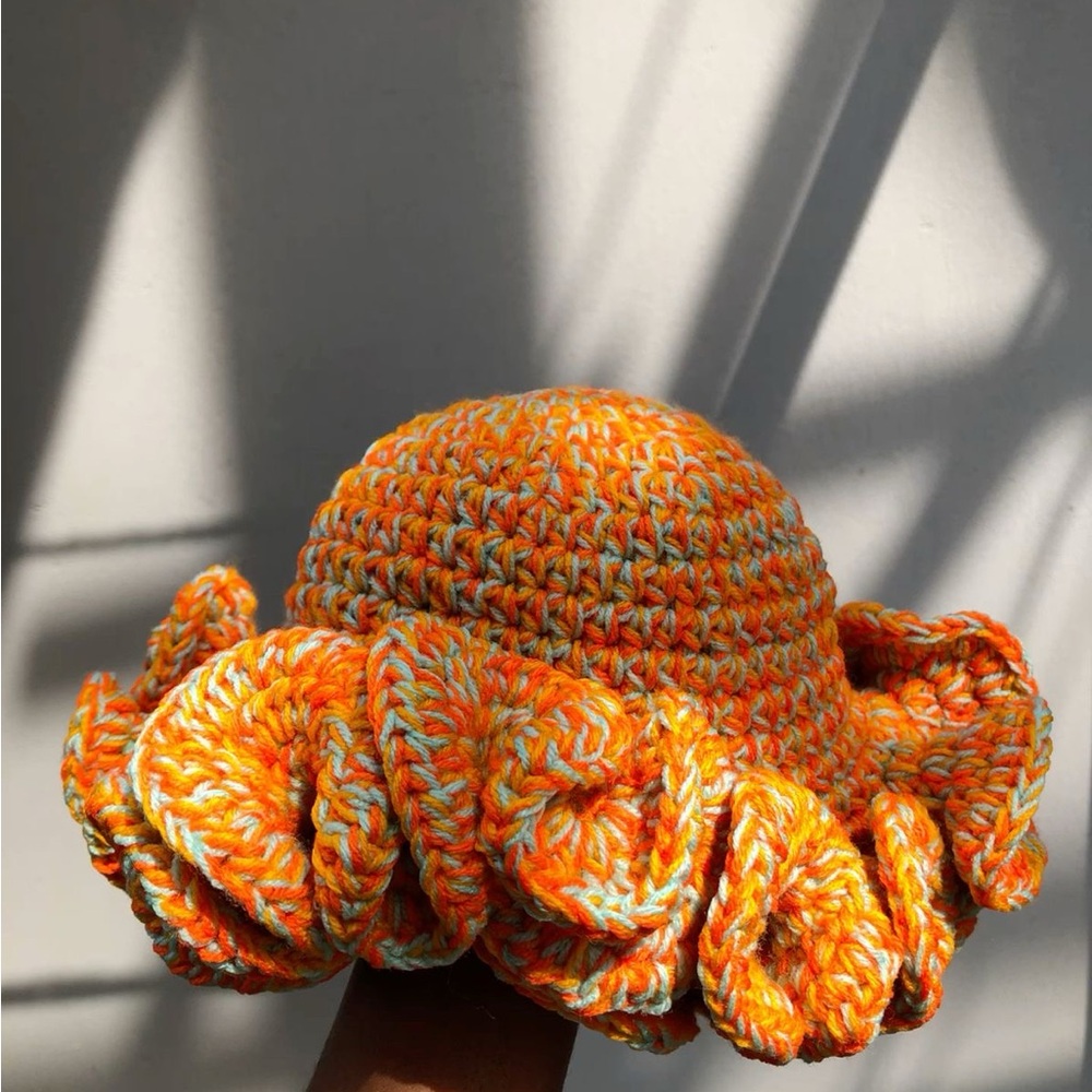 Handmade crochet ruffle hat